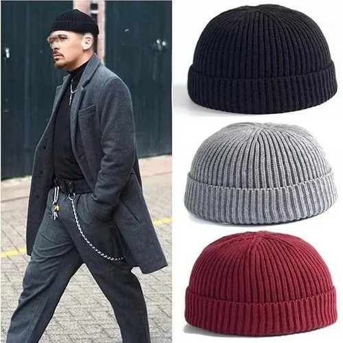 Thick ribbed beanie knit ski - thick,